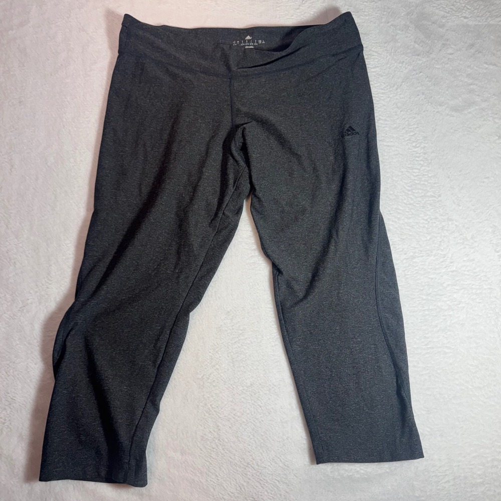 Adidas Climalite Womens Gray Heather Cropped Leggings Capri Pants Size L